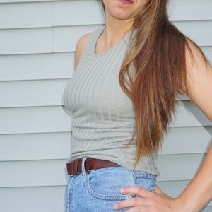 Mint green ribbed tank top